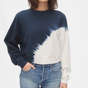 GAP Blue Tie Dye Cropped Pullover Sweatshirt